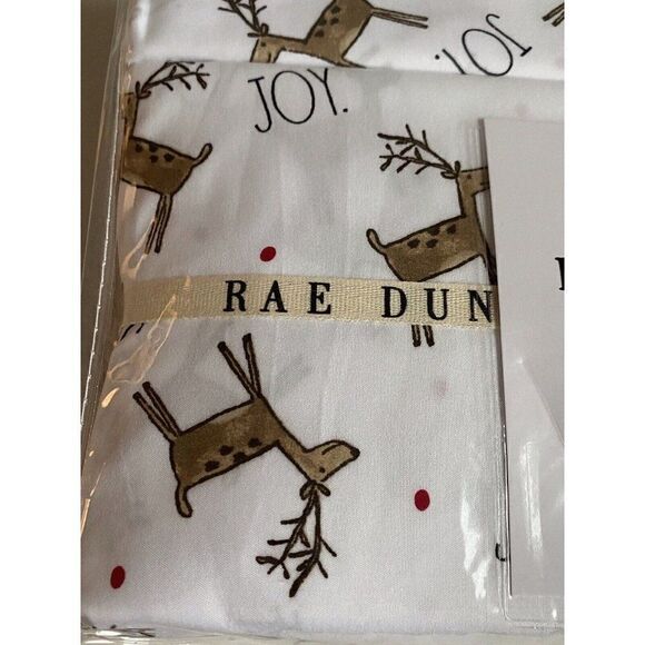 Rae Dunn JOY Reindeer Christmas Holiday Soft Queen Size Sheet Set 4 Piece NEW - Picture 2 of 14